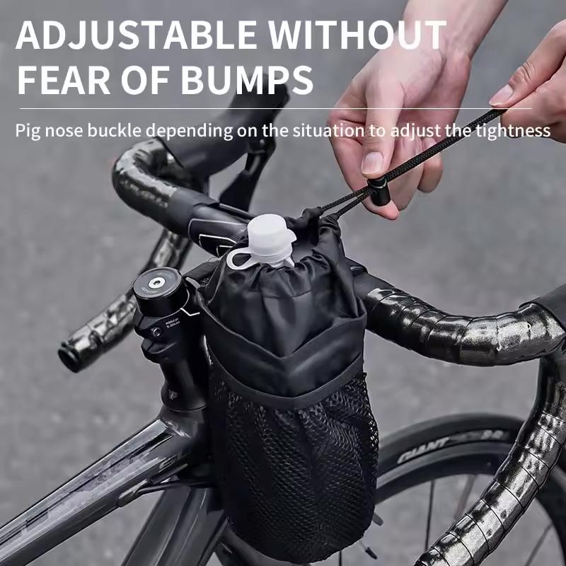 Bicycle Bottle Holder Thermal Bag with Mesh Pocket Coffee Cup Holder Handlebar Stem Cycling Water Bottle Carrier Bag