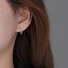 Crystal White Blue Enamel Butterfly Animal Hoop Earrings For Women Vintage Silver Color Wedding Jewelry