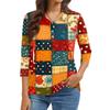 Damenmode Lässig Revers Kurz 3/4 Ärmel Print Hemd Damen Knopfleiste Oberteile