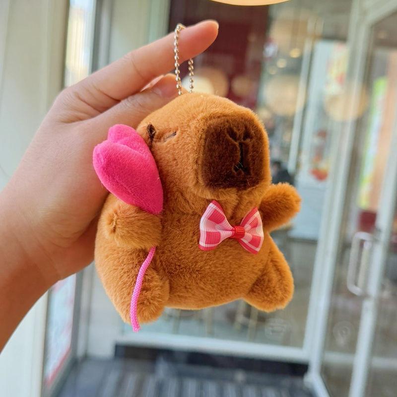 Keychain Plush Capybara Character Keyring Sparkling Children Animal Gift Doll