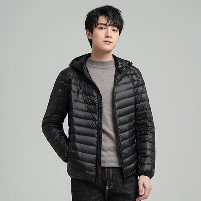 Men's New Winter Lightweight Down Jacket Short Men's White Duck Down Hooded Fashion Casual Jacket Trendy Youth