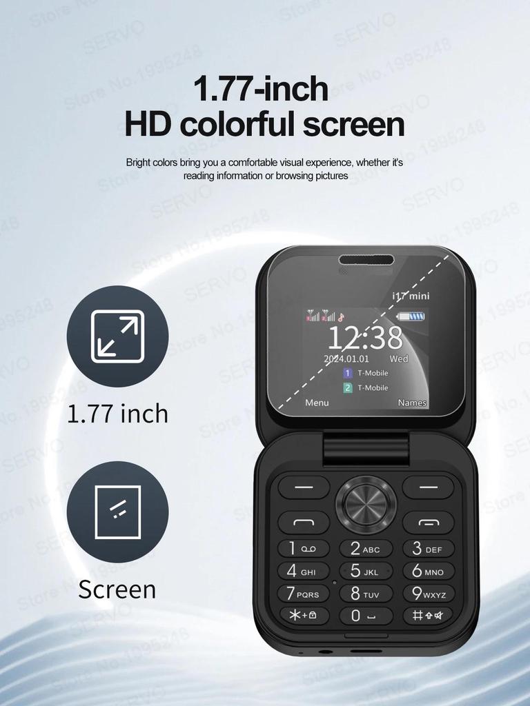 i17Pro Orange Flip Phone: Hot-selling, Foldable, Dual SIM, Dual Standby, Keypad Mini Backup, Multilingual.