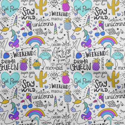 Cotton Flex Dusty Teal Green Fabric Unicorn Pattern Diy Clothing Quilting Fabric Print Fabric By Yard 40 Inch