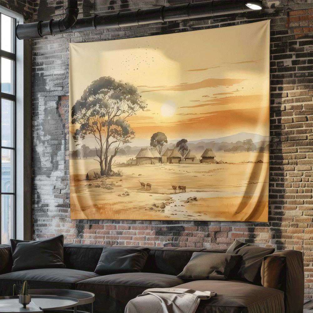 Tree Desert Scenery Digital Printing Polyester Wall Tapestry Suitable for Use In Living Rooms Bedrooms Offices Bars and Party