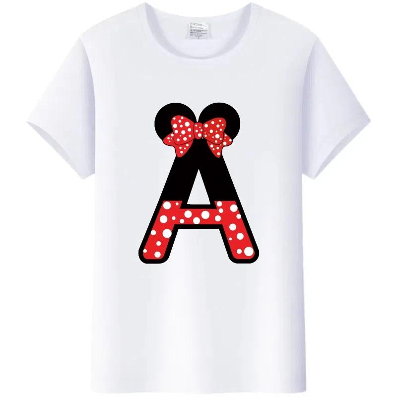 Fashion Blouses Letters Cartoon Mickey Mouse Minnie Printed Family T-Shirts Tshirt Harajuku 90S Top Gift Unisex