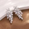 Water Drop Zircon Flower Leaf Earrings For Weddings And Party Jewelry Women