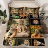 Tiger Bed Fitted Sheet Set Double Size,Tiger Print Fitted Sheet for Kids Boys Girls Wildlife Bedding Set Wild Animal Bed Cover