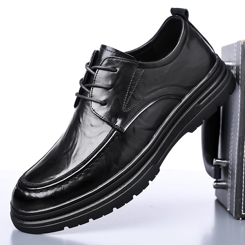 Fashion Brand Men's Round Headed Breathable Lace Up Leather Shoes Autumn New Top Layer Cowhide Comfortable Formal Leather Shoes