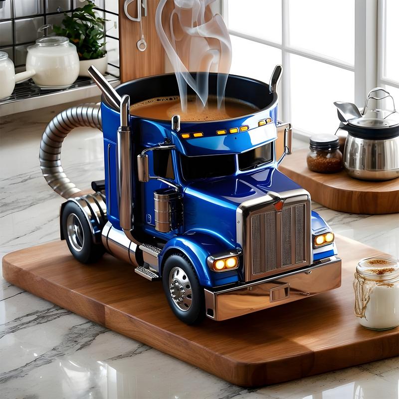 Truck Coffee Mug Creative Semi-Trailer-Shaped Beer Cups Traveling Coffee Cups Ice Milk Cups for Tea Juice Milk Latte Hot