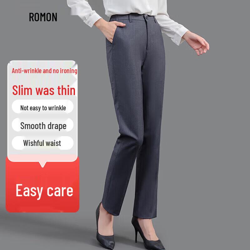 Romon Women's High-Waisted Straight-Leg Business Trousers