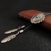 PU Woven Rope Turquoise Bolo Tie Western Country Style Brass Carved Flowers Necktie  Gift