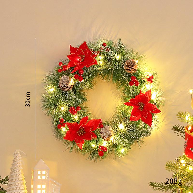 LED Christmas Wreath with PVC Pine Cones – Elegant Hanging Holiday Decoration for Windows