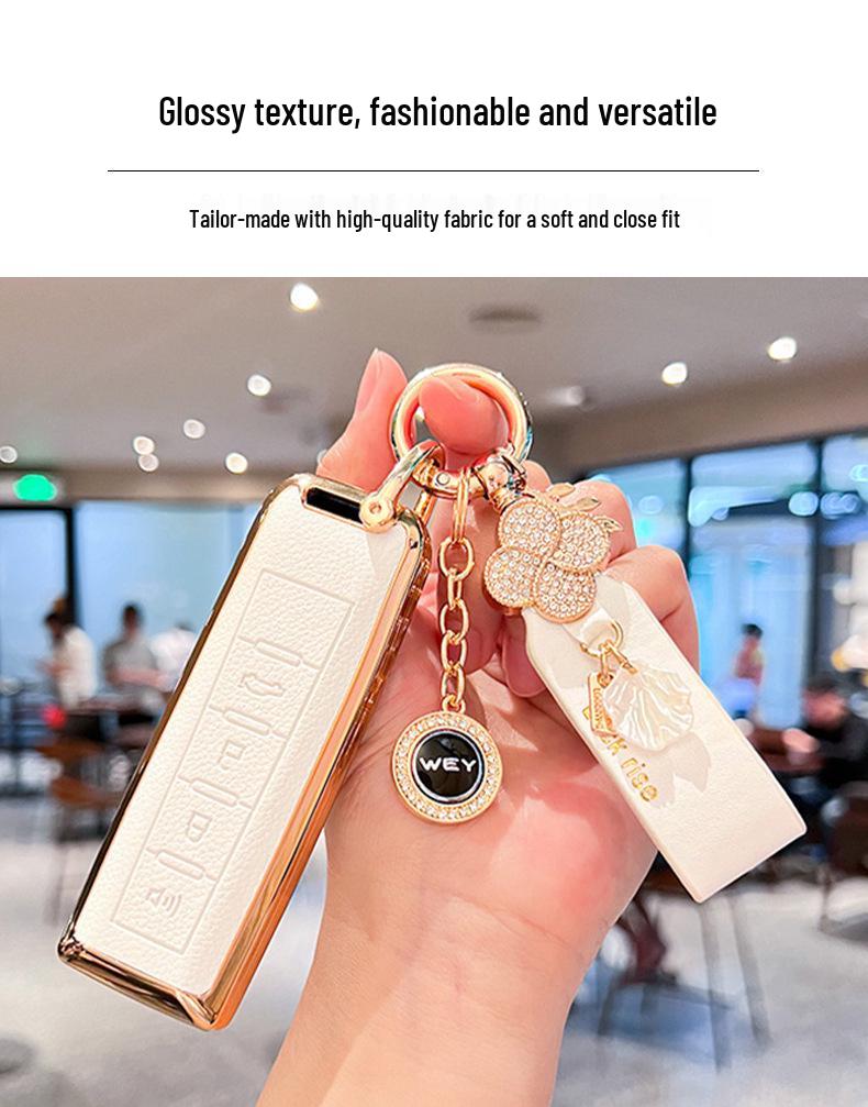 Great Wall Wey VV5/VV7/VV6 Key Case: High-End Full Coverage Car Accessory for WEY Latte DHT (Female Edition)