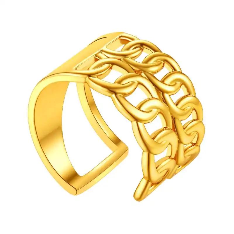 Multiple Styles 14K Gold Color Open Ring Cuffs for Women Arrow Heart Leaf Bamboo Layers Wrapped Resizable Ring Jewelry Gift
