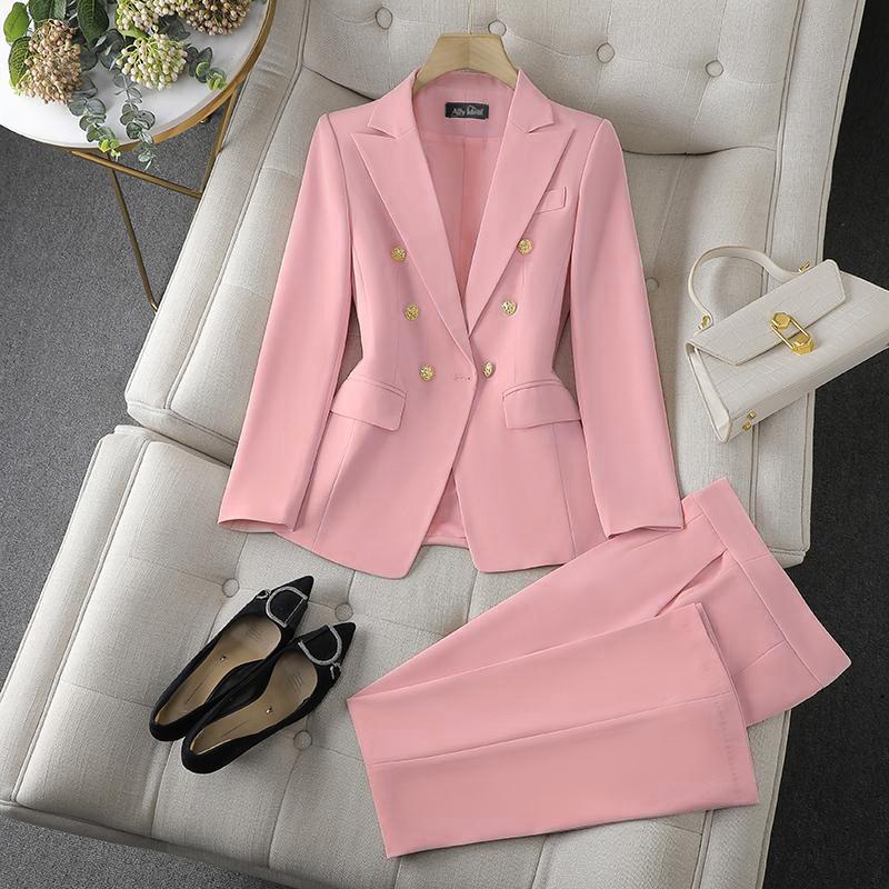 Completo Elegante da Donna per Primavera/Autunno: Completo due pezzi: Blazer Taglia Piccola + Pantaloni Monocolore