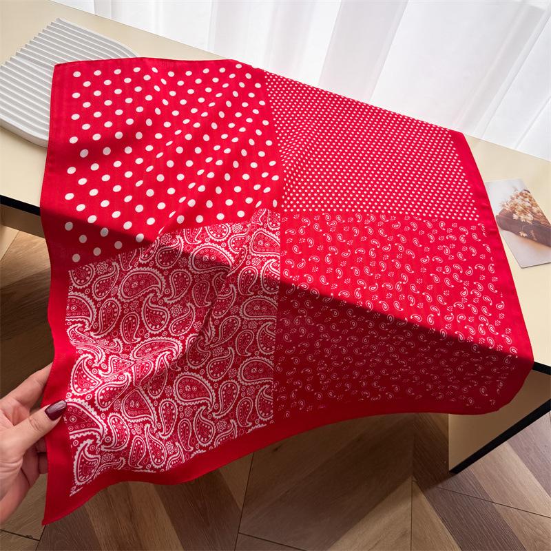 Cashew splicing polka dot imitation velvet herringbone pattern cotton and linen small square scarf silk scarf headscarf shawl decorative scarf scarf