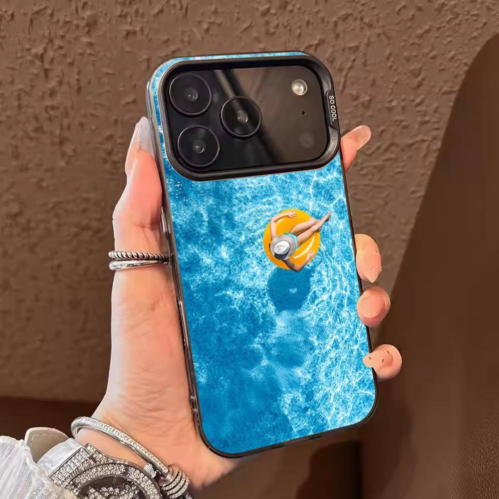 

Swimming Pool Water Phone Case For iPhone 17 16 15 14 13 12 11 Pro Max Plus Silver candy Matte Cover iPhone14ProMax