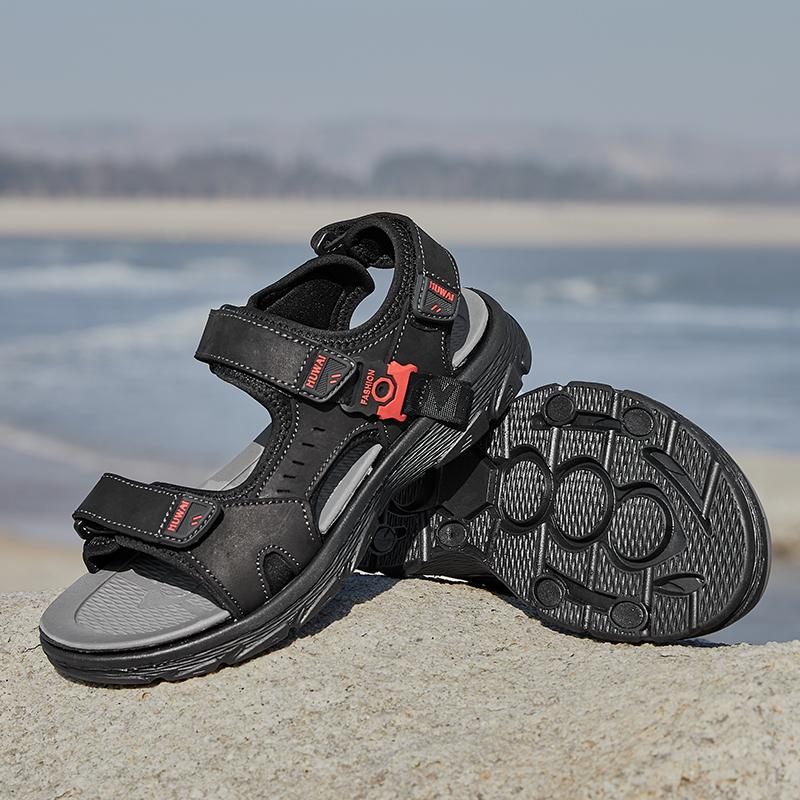 

Классические мужские сандалии, летняя обувь для отдыха на открытом воздухе, нескользящая пляжная обувь, мужские удобные мягкие сандалии из натуральной кожи класса люкс 44