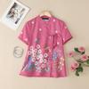 ZANZEA Women Summer Floral Print Casual Short Sleeve Lace Up Blouse
