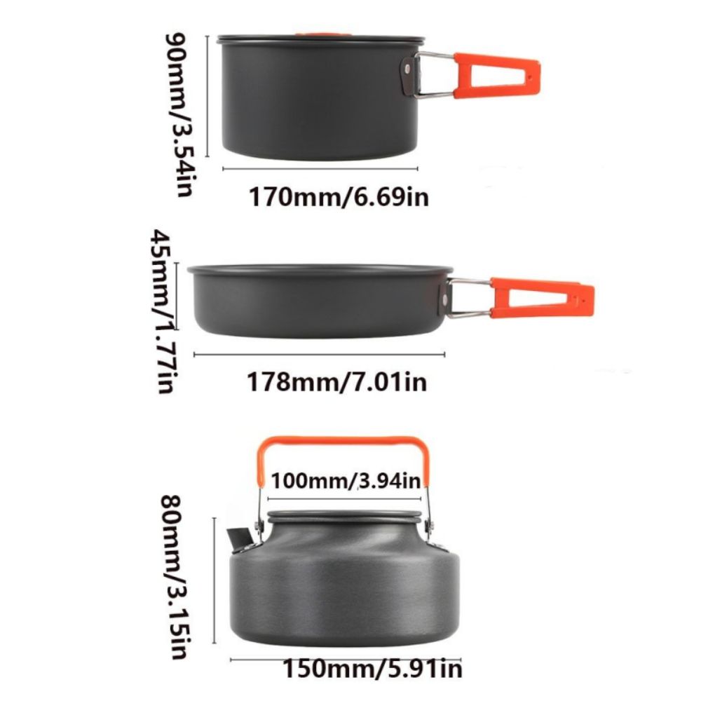 Kettle Outdoor Cookware Set Teapot Combination Picnic Pot Set Camping Tableware Travel Outdoor