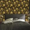 Golden Hibiscus Wallpaper, Ochre and Gold, Soft Forms, 50x1000