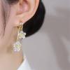 Female White Zircon Stone Flower Hoop Earrings Vintage Fashion Gold Color Wedding  For Women