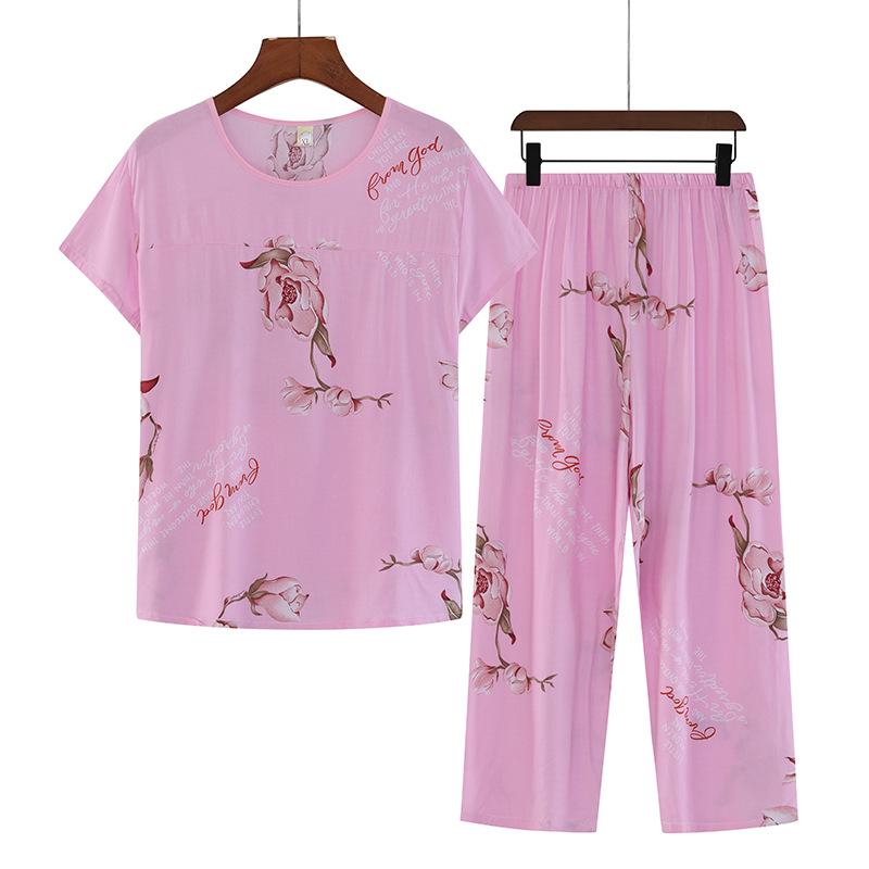

Cotton Pajamas Women s Thin Short Sleeve Set Plus Size Women s Loungewear Can Be Breathable and Antibacterial Sleepwear 5XL