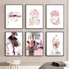 Fashion Girl Canvas Poster Perfume Bottle Print Pictures Flower Wall Art Prints Nordic Wall Posters Girl Bedroom Decoration