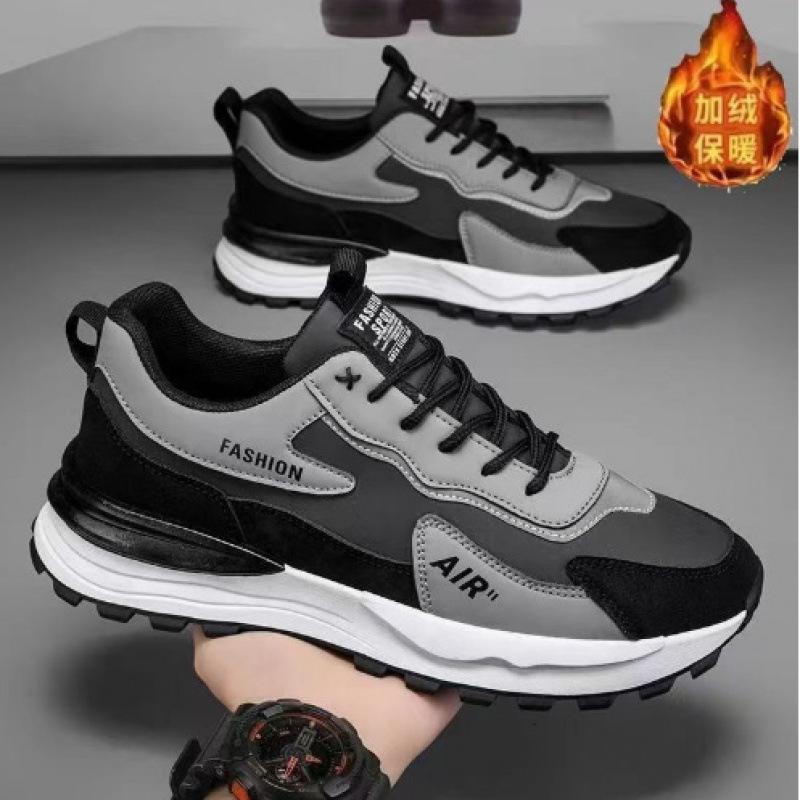 Men's Shoes Autumn and Winter Leather Surface Velvet Warm Sports Shoes Fashion Casual Shoes Versatile Low-top Single Comfortable Soft-soled Shoes Men