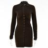 Ins Sexy Internet Celebrity Hottie Lapel Tight Skirt Summer New Single-breasted Cardigan Pleated Dress