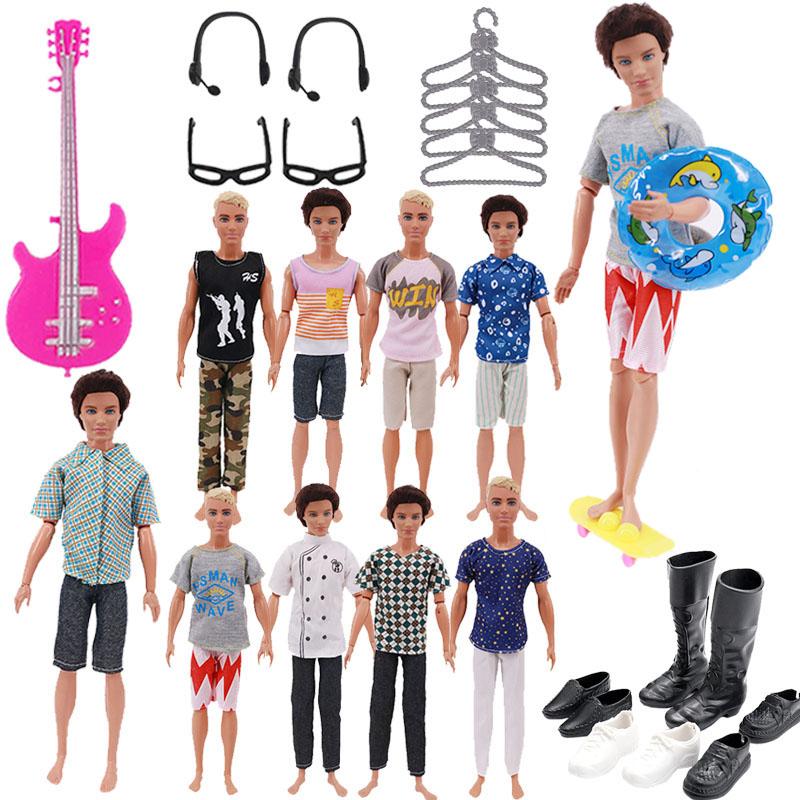 30pcs/set Clothes Set Men's For Ken Doll Clothes Accessories Contains Shoes, Headphones,Skateboards,Guitar Dolls Children's Toys