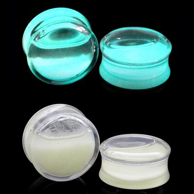 Leuchtende Klare Acryl Flüssigkeit Flesh Tunnel Ohr Sattel Plugs Piercing Schmuck