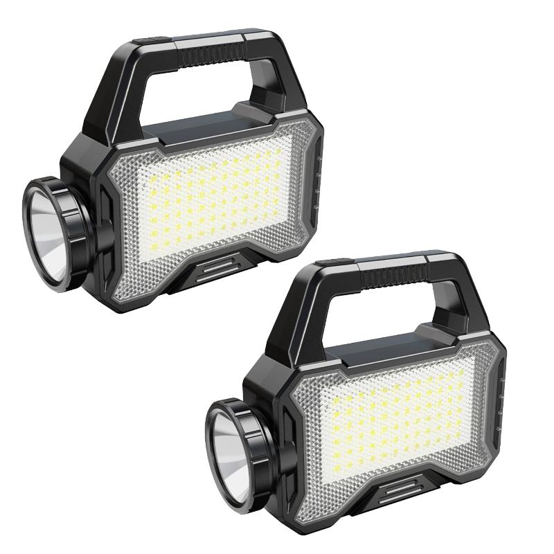 Lanterne Solare Portabile de Mare Putere Încărcare Solară+Type-C Proiector Lumină Puternică în Aer Liber Lampă de Mână cu Lumină Laterală COB Baterie Externă pentru Încărcare