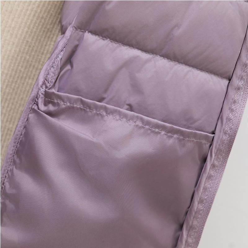 Damen Leichte Koreanischer Stil Stehkragen Kurze Daunenjacke, Übergröße, Weiße Entendaunen, Trendig K-8711