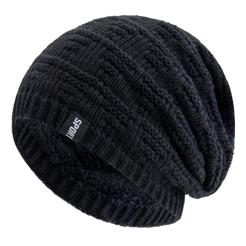 

Новый стиль Унисекс Повседневная Шапка-бини Плюшевая Меховая Подкладка Шапки для Мужчин Женщин Сохраняют Тепло Вязаная Шапка Модная Однотонная Лыжная Спортивная Зимняя Шапка 56cm-60cm чёрный