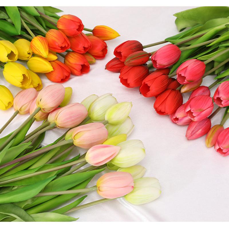 5 Pcs Soft Rubber Artificial Tulip Bouquet Colorful Hand Tie Fake Flowers Decoration For Living
