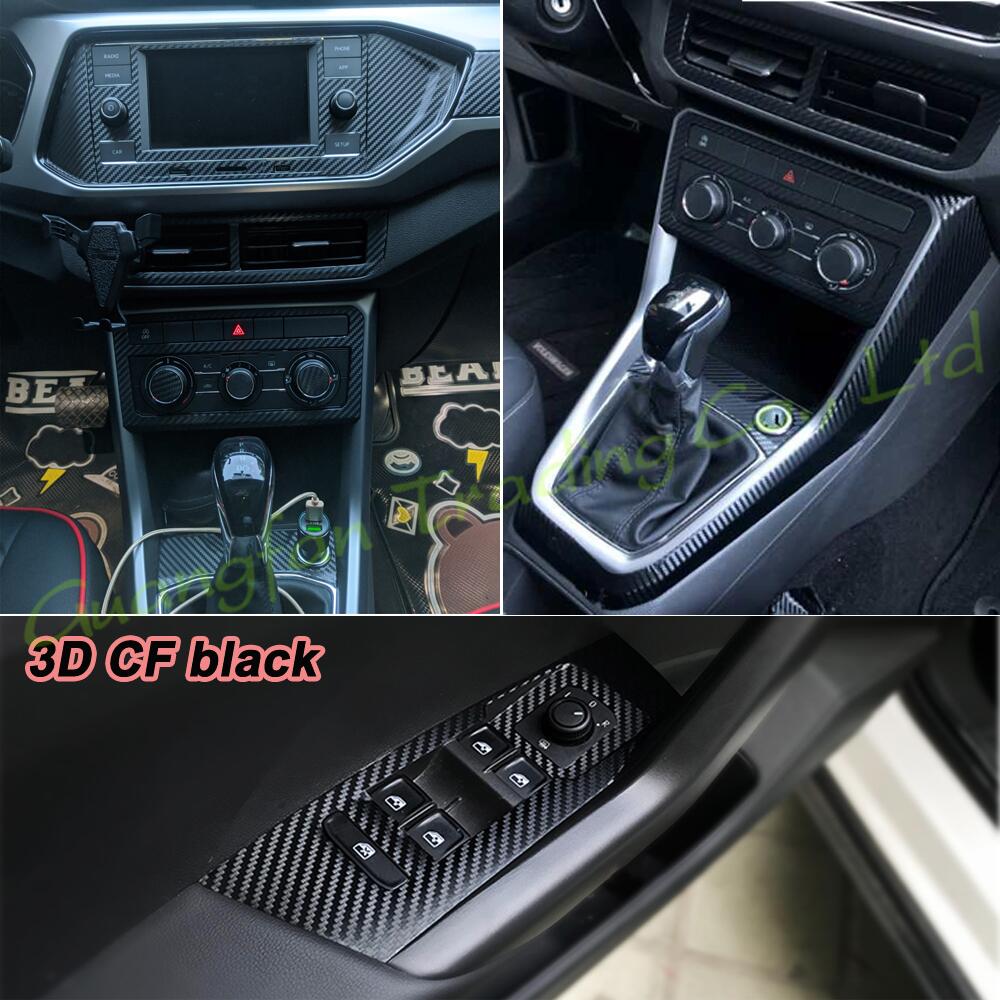 Dla Volkswagen T-cross - Wnętrze Centralny Panel Sterowania Klamka Drzwi Naklejki Włókno Węglowe Naklejki Stylizacja Samochodów Akcesoria