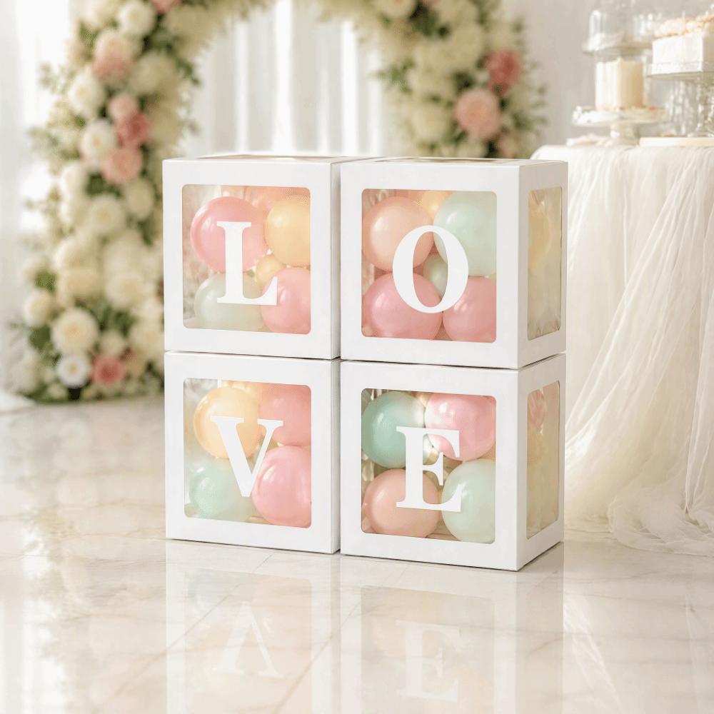 4pcs PVC Paper Surprise Box Transparent Window Balloon Display Box Party Decoration