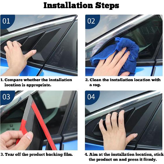 Kurtz Rear Side Window Louvers for Hyundai Elantra 2021 2022 2023 Triangular Window Glass Blinds Air Vent Scoop Shades Cover Blinds Trim Sport