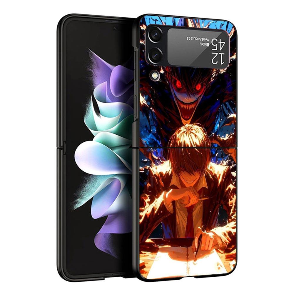 N-Note D-Death Yagami Light Black Phone Case For Samsung ZFlip7 ZFlip6 ZFlip5 ZFlip4 ZFlip3 5G Hard Protective Galaxy Z Flip 3 4