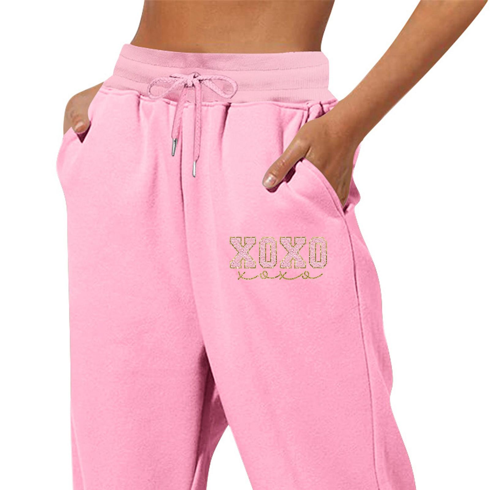 

Весенние и однотонные принтованные модные женские повседневные брюки с карманами и шнурком S розовый