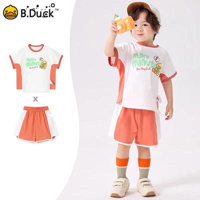 B.Duck Boys' Short Sleeve T-Shirt & Shorts Summer Two-Piece Set