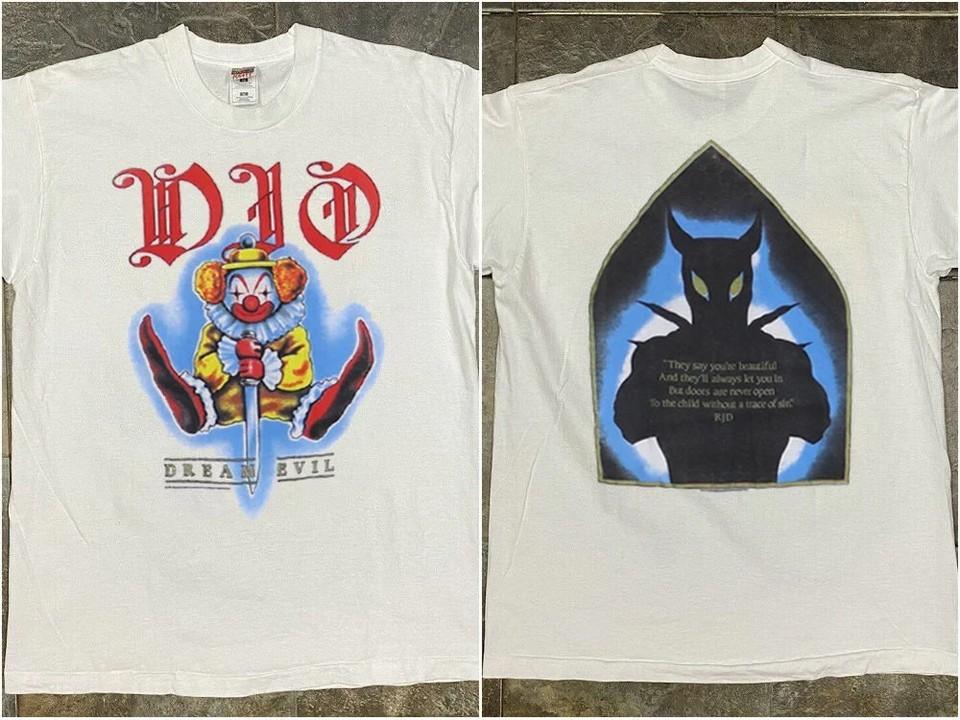 DIO TShirt Vinatge 1987 Dio Dream Evil White TShirt  Dio Heavy Metal Band 8 Unisex T-Shirt L