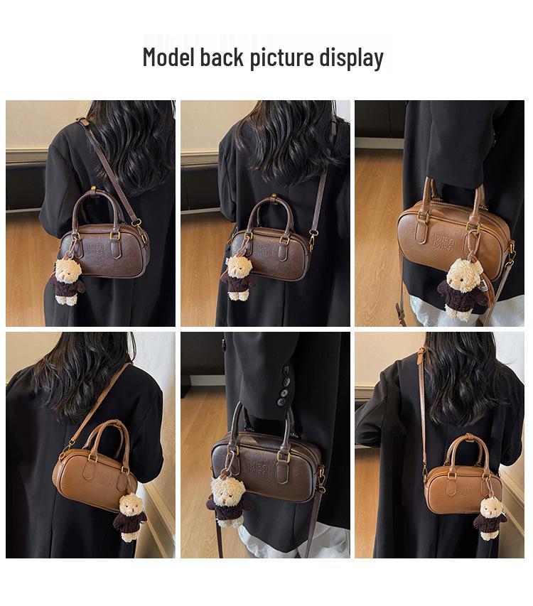 Maillard Retro Women's Bowling Bag: Versatile, Fashionable Autumn/Winter Handbag for Single Shoulder or Crossbody Use.