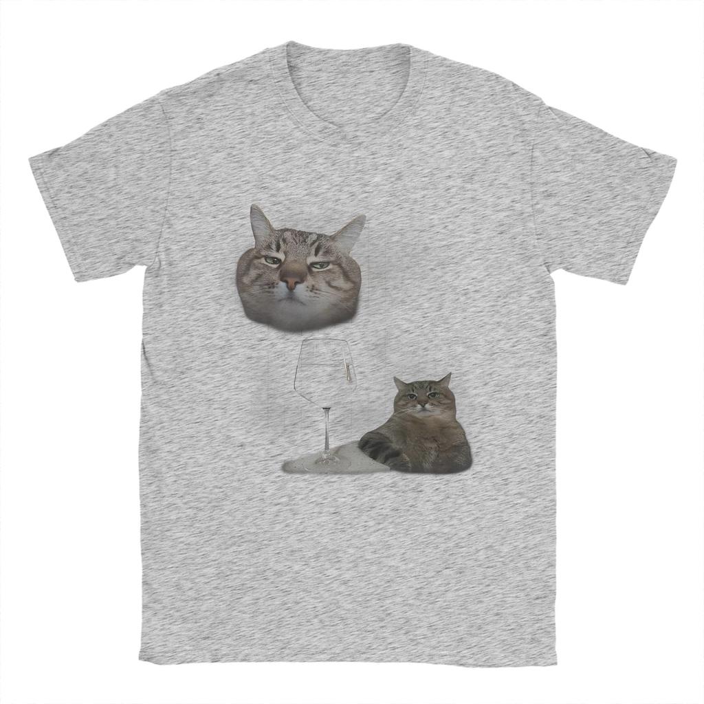 Funny Cat And Wine Art Cats Drinking Oddly Specific Meme Men's T Shirt  Tees Short Sleeve Crew Neck T-Shirts New Arrival Tops