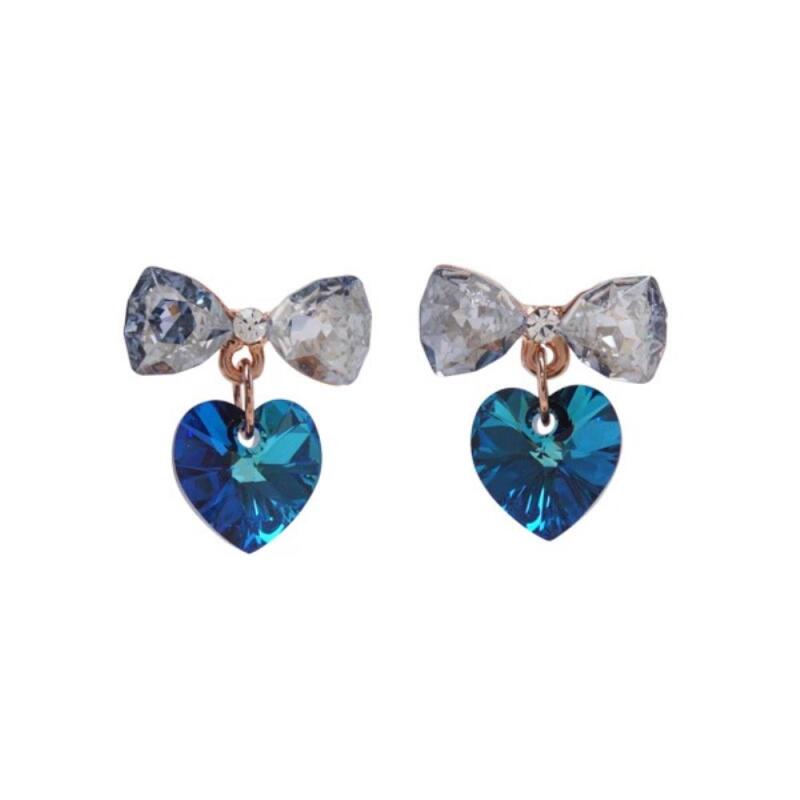 

Jeshui Earrings Women s Knot Heart Shape Crystal ONECOLOR