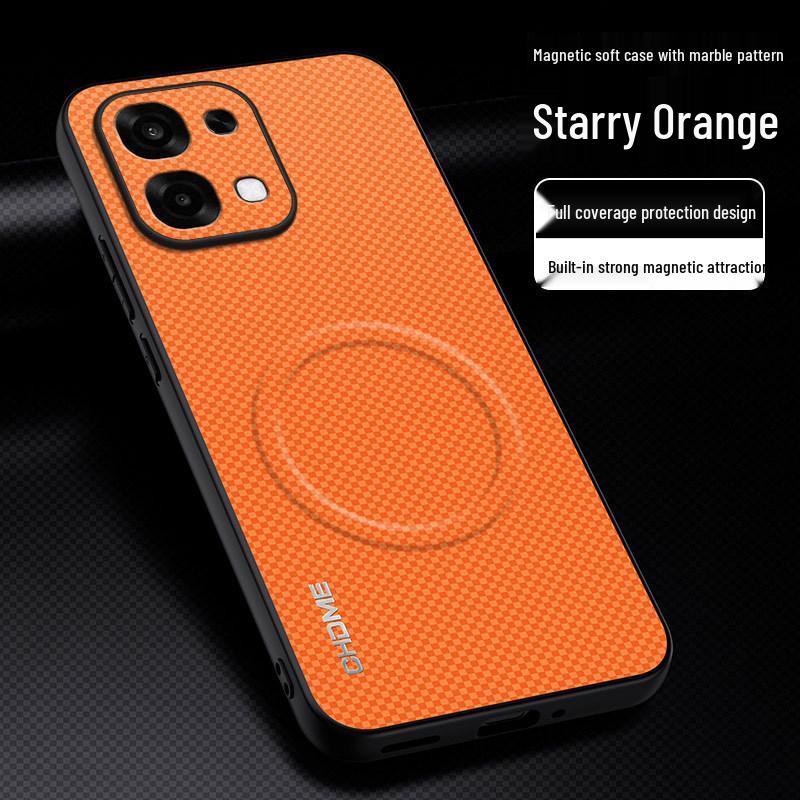 

Oppo A6 Phone Case - 6 Pro Anti-drop Protection, Full Coverage, Magnetic Buckle, Fashionable Textured Design A6i оранжевый