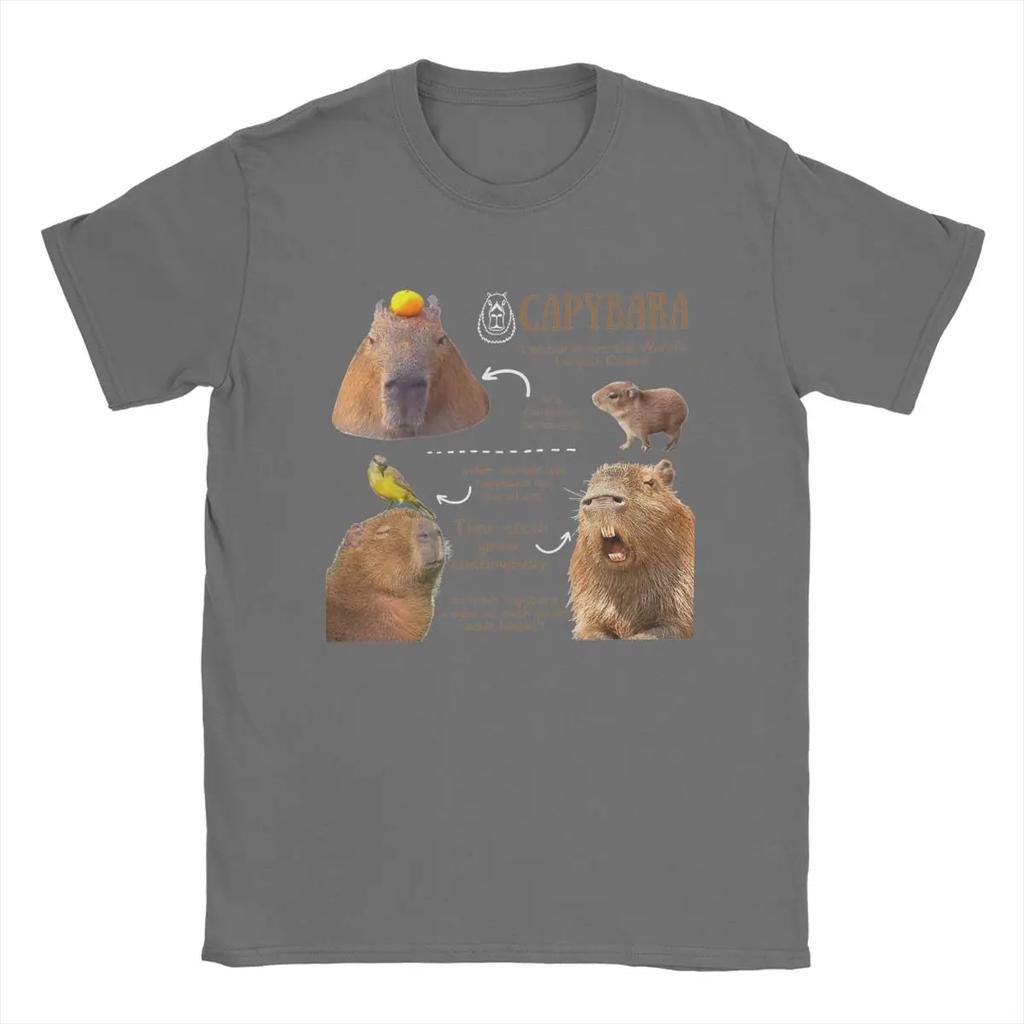 Capybara Fun Facts T-Shirts Men Vintage 100% Cotton Tees Crew Neck Short Sleeve T Shirts Gift Idea Clothing