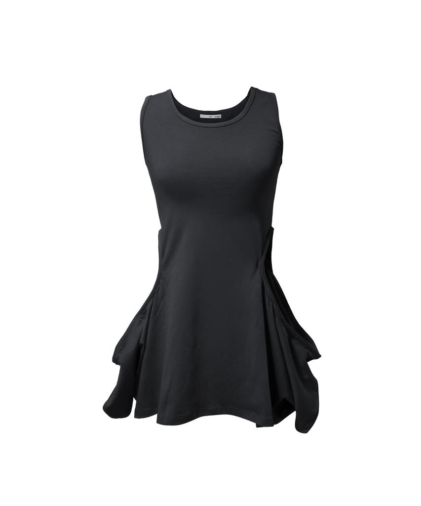 Jeongdo Open Slit Sleeveless . Black