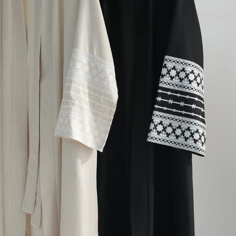 Abaya Brodée pour Femmes Musulmanes Robe Dubaï Cardigans Longs Décontractés Amples Kaftans Islamiques Robe Ouverte sur le Devant Longueur Maxi